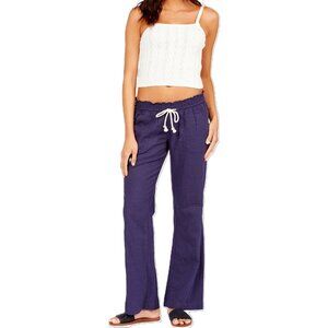 Roxy Oceanside Beach Pant | Size M  | Linen Blend | Flared Leg | Rope Belt
